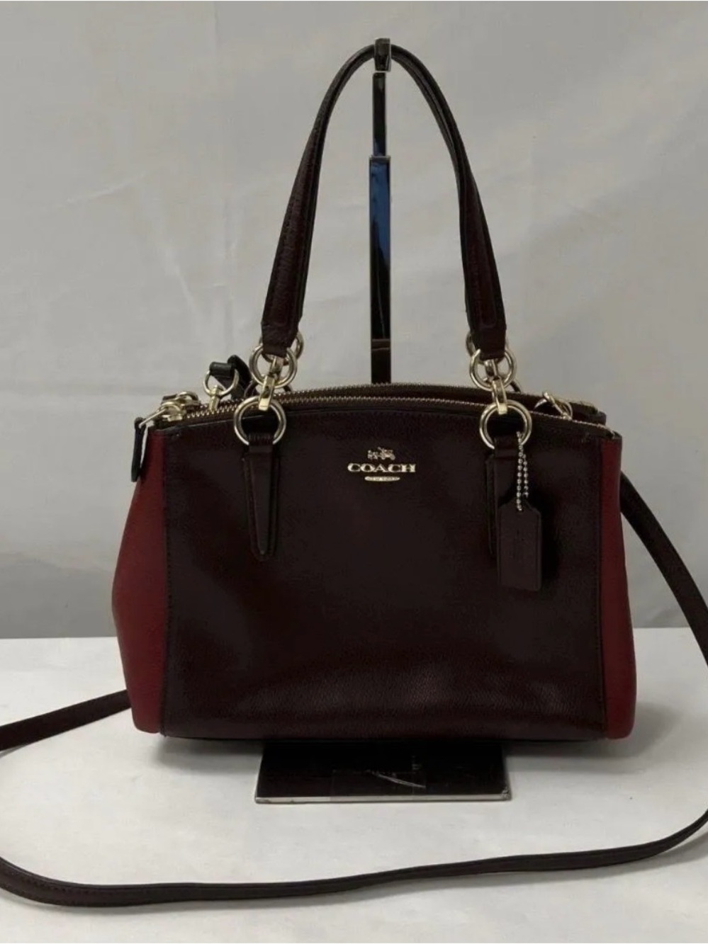 Coach RARE Women's OXBLOOD X RED Burgundy Leather Satchel Bag With GOLD HARDWARE